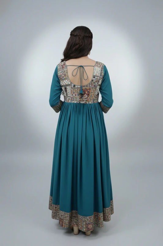 Blue Anarkali Gown with dupatta
