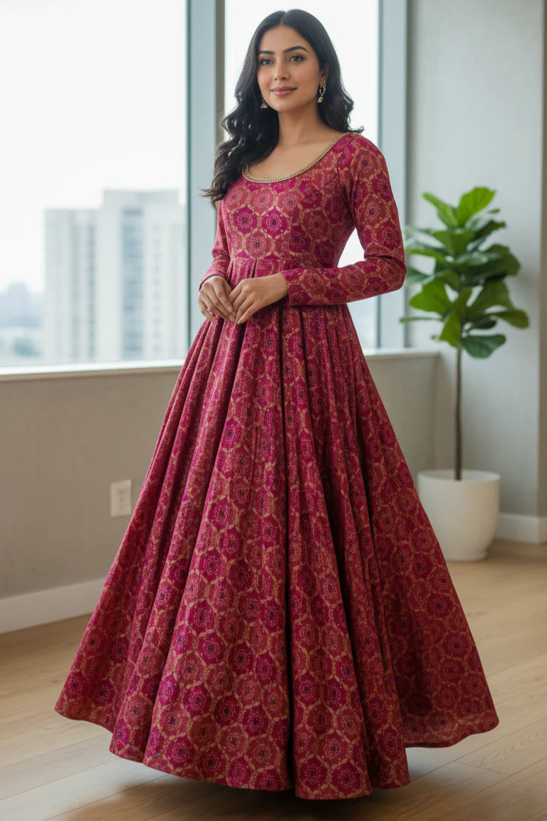 Behno Ka Pyaar Chhath Special Bundle (2 Pink Brocade Anarkali Gown)