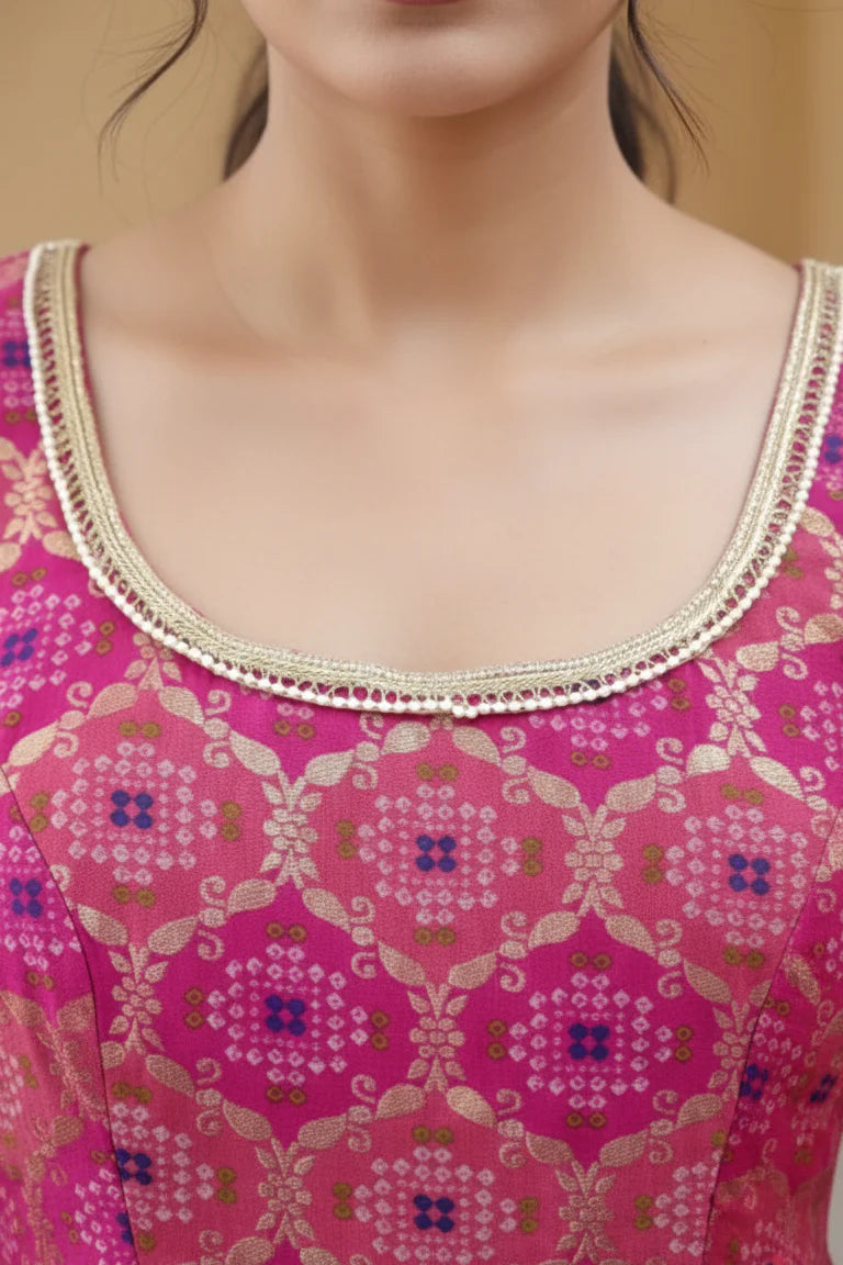 Behno Ka Pyaar Chhath Special Bundle (2 Pink Brocade Anarkali Gown)