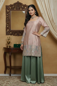 Cotton Blend Kurta Palazzo Set for Women