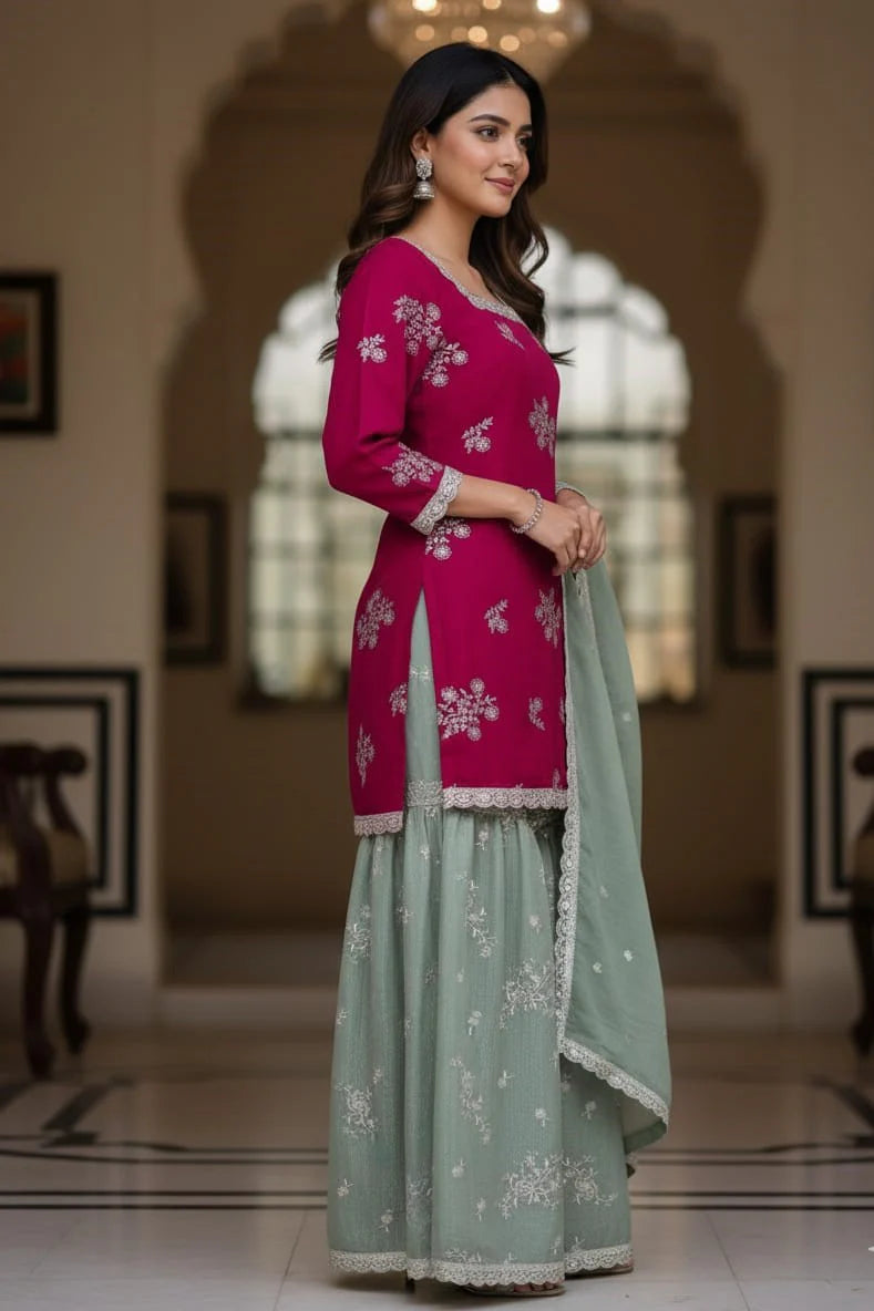 Magenta Sharara Suit Set