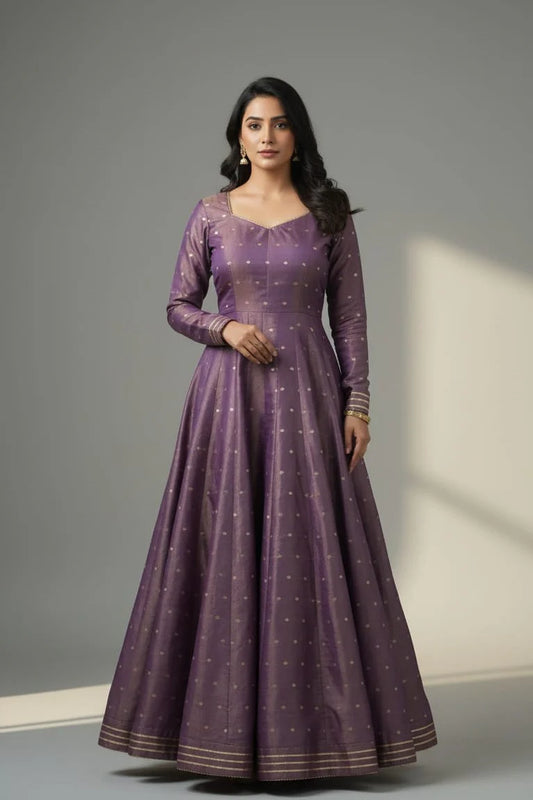 Purple Banarasi Anarkali Gown for Women