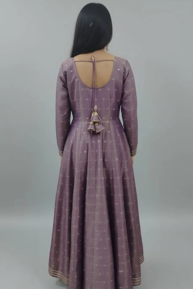 Purple Banarasi Anarkali Gown for Women