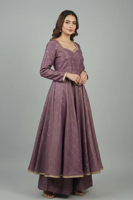 Silk Blend Long Frock Palazzo Set for Women