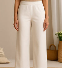 White Embroidered round neck Suit With Trouser & Dupatta