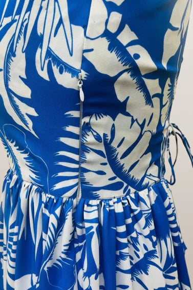 Women Blue Floral Printed Sweetheart Neck Tiered Fit & Flare Dress