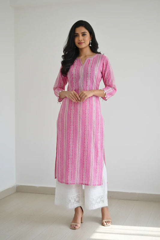Women Kurta and Palazzo with Jaipuri Mirror Work
